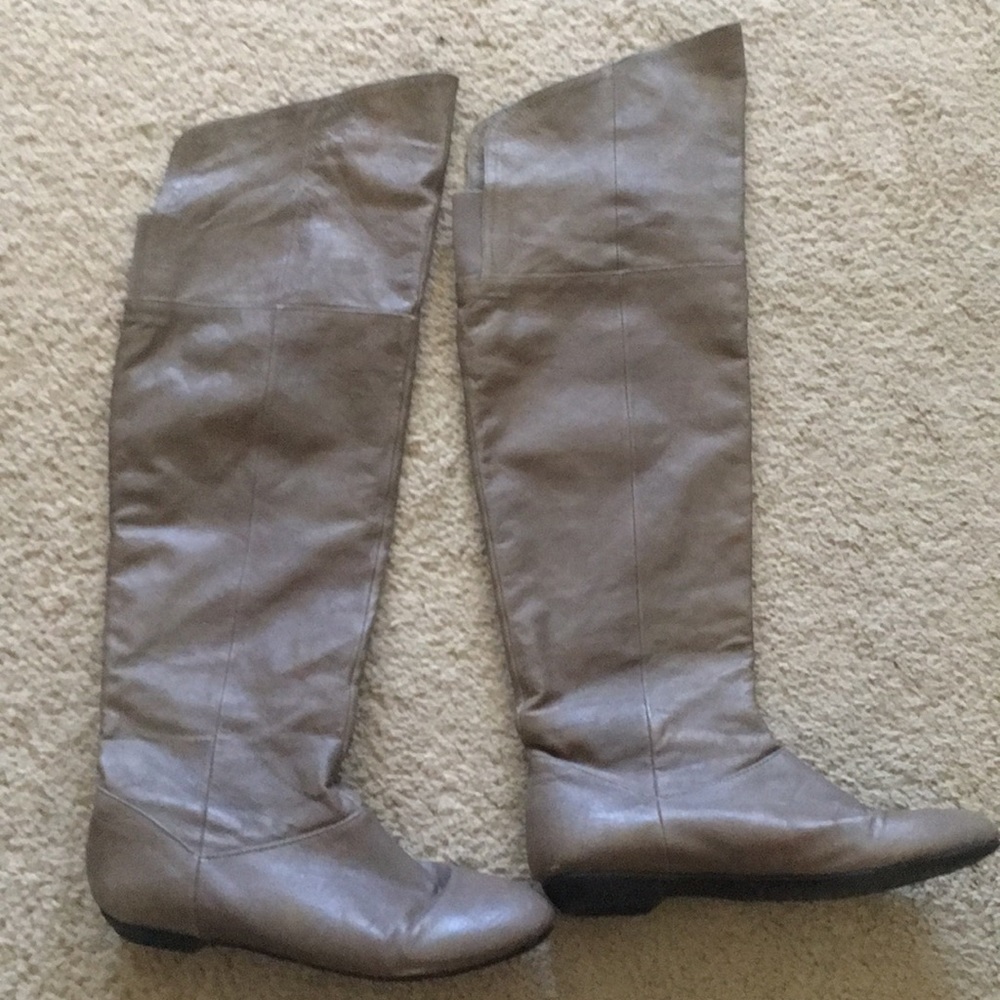 Taupe over the knee boots